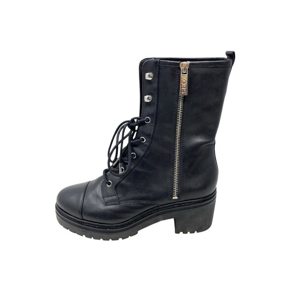 MICHAEL Michael Kors Womens Black Combat Boots Size 7.5 Lace Up Side Zip Logo - Picture 6 of 11